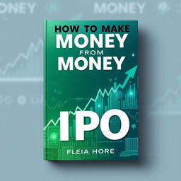 A captivating book cover design for 'How To Make Money From IPO', featuring prominent elements related to the stock market such as dynamic graphs, charts, and financial symbols