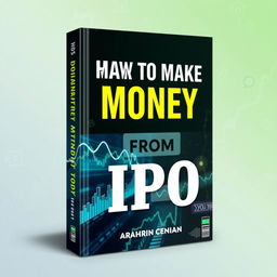 A captivating book cover design for 'How To Make Money From IPO', featuring prominent elements related to the stock market such as dynamic graphs, charts, and financial symbols