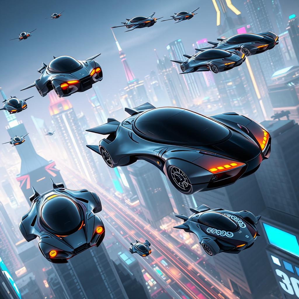 A collection of the best futuristic flying cars, each with unique and innovative designs