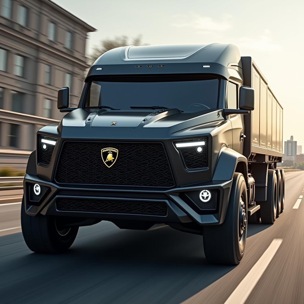 A conceptual image of a Lamborghini truck release, capturing the essence of high-performance and luxury that the brand embodies