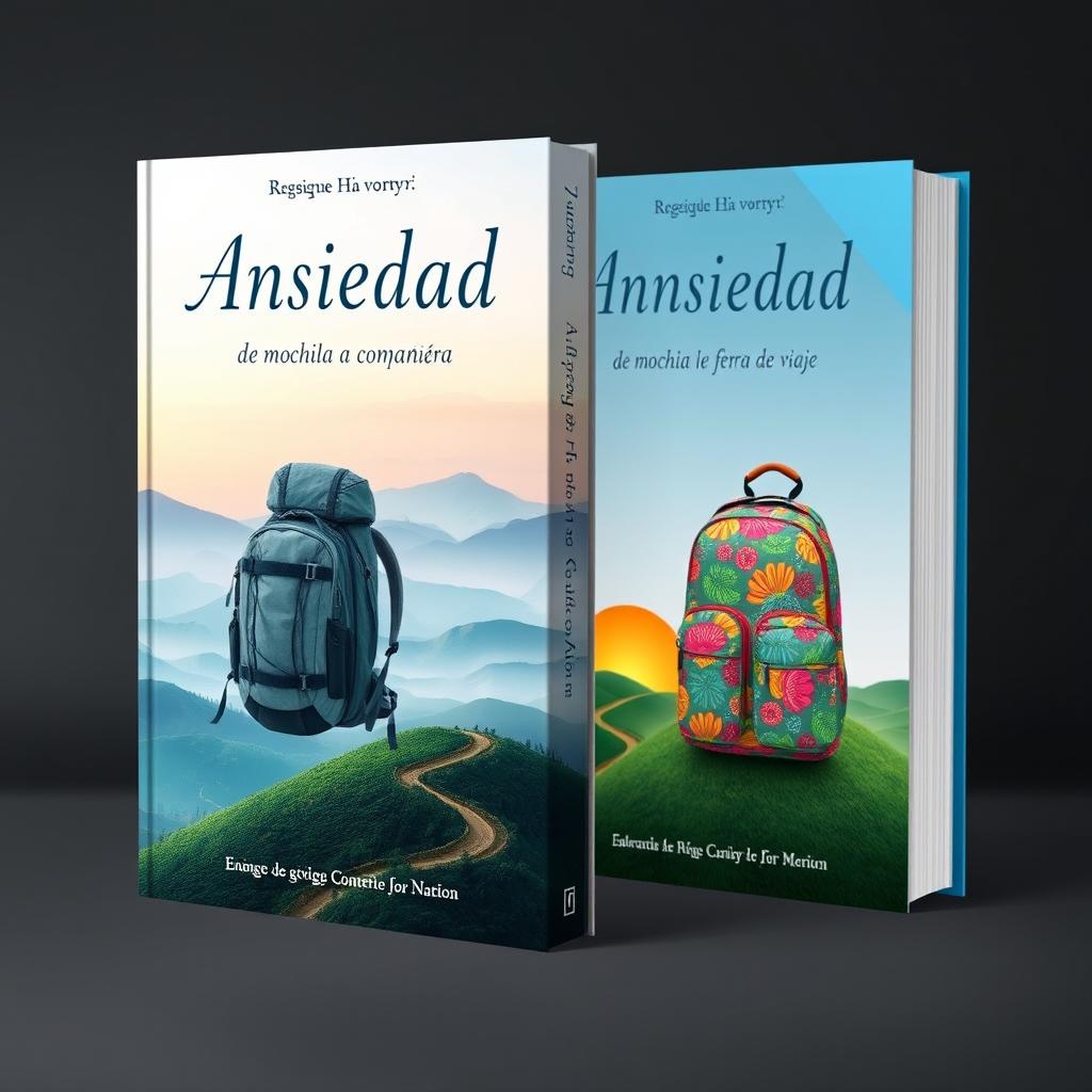 A captivating book cover design for the title 'Ansiedad: de mochila a compañera de viaje'