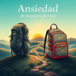 A captivating book cover design for the title 'Ansiedad: de mochila a compañera de viaje'