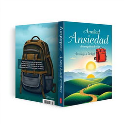 A captivating book cover design for the title 'Ansiedad: de mochila a compañera de viaje'