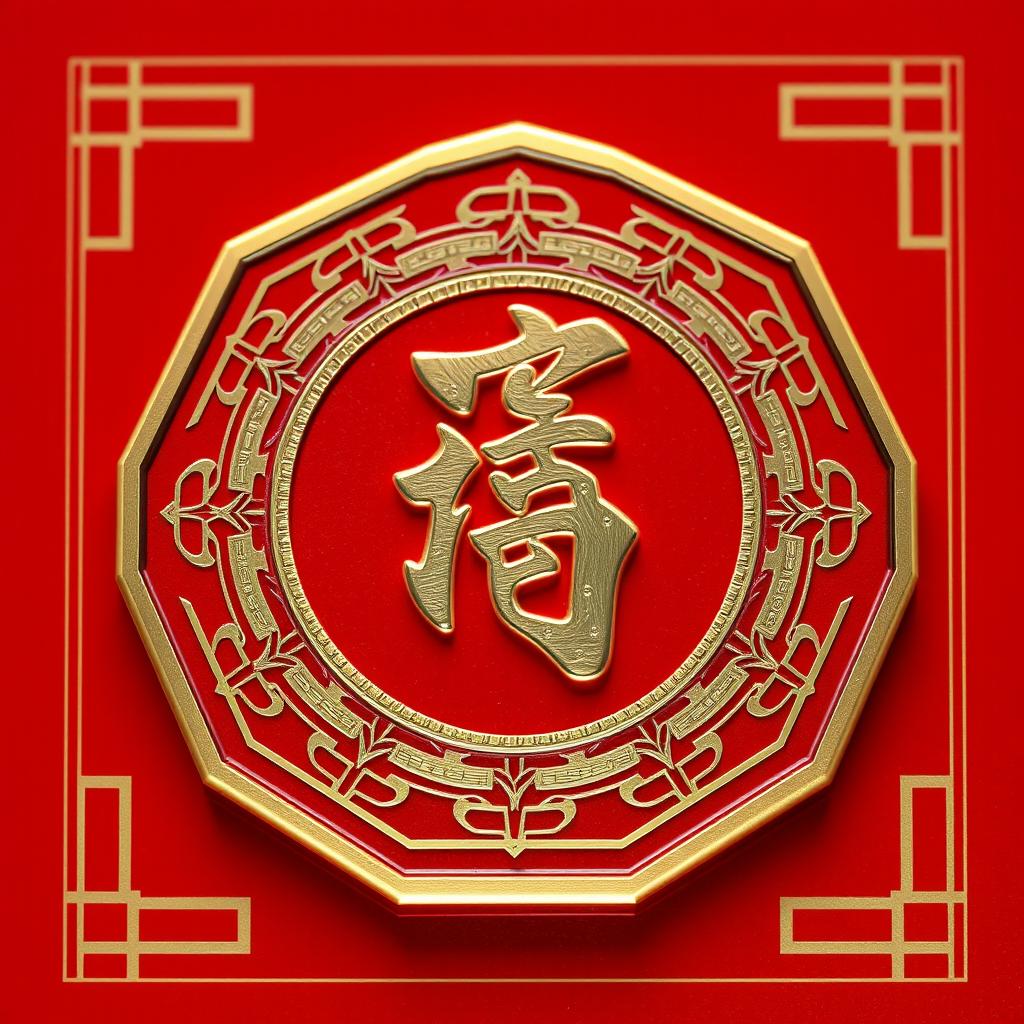 A 3D hexagon label with a polished, metallic finish, displaying elegant Chinese calligraphy at the center