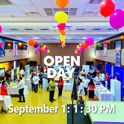 An open day event on September 1st at 3:00 PM