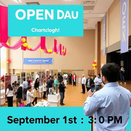 An open day event on September 1st at 3:00 PM