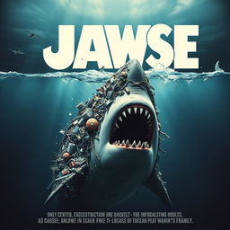 A creative poster inspired by the classic Jaws movie poster but with a twist