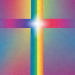 A Christian Cross with a vibrant, rainbow color gradient.