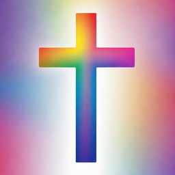 A Christian Cross with a vibrant, rainbow color gradient.