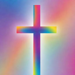 A Christian Cross with a vibrant, rainbow color gradient.