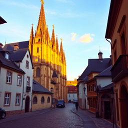 An enchanting view of the Hunedoara city basilica, nestled in the heart of this historic Romanian city