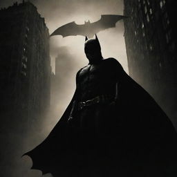 A Batman Begins poster steeped in more dark and gritty elements, accentuating the ominous and menacing ambience typical of Gotham City.