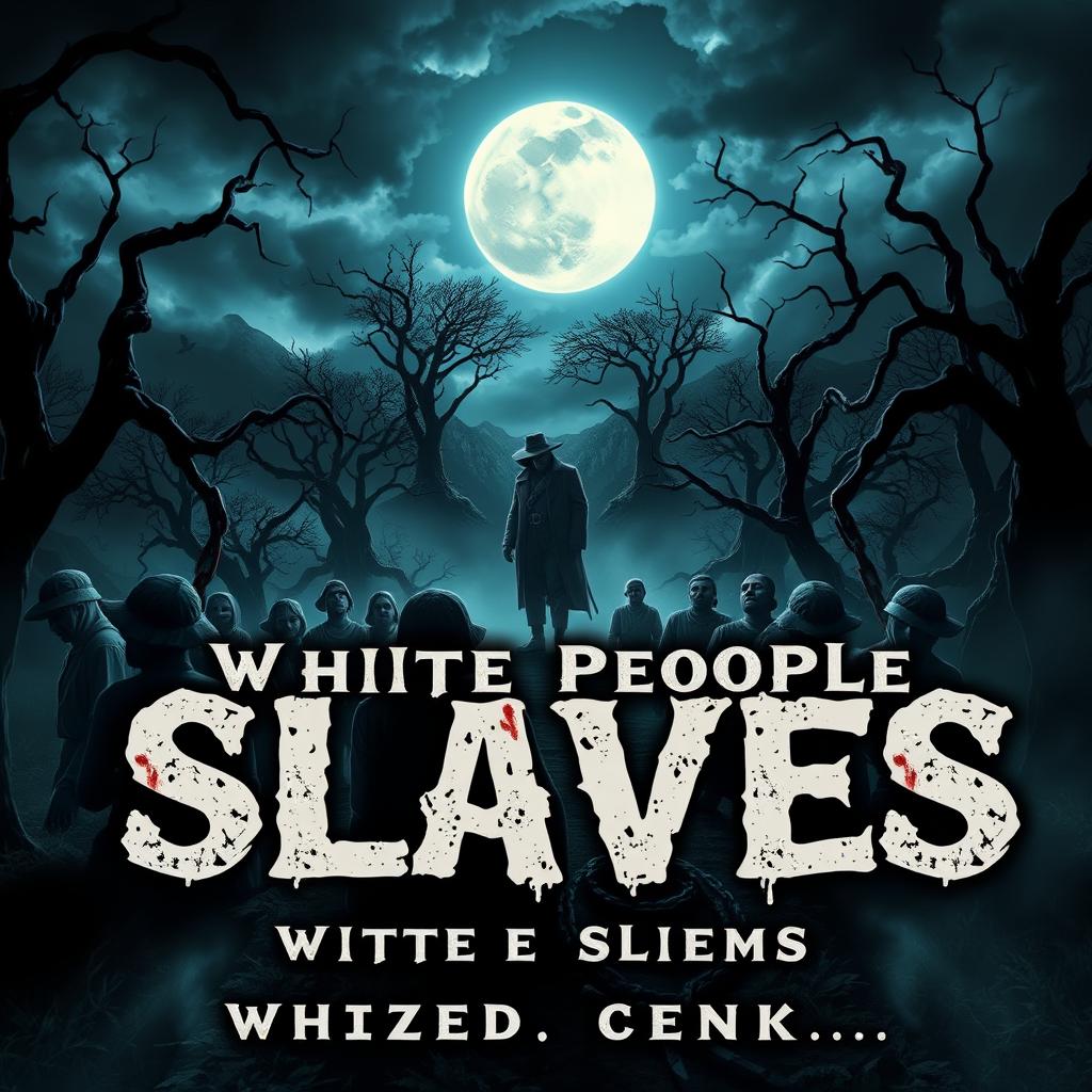 A gripping book cover for a horror novel about white people as slaves