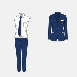 A modern and stylish design of a vocational high school uniform for the Software Engineering department, featuring a color palette that complements the technology-focused nature of the major