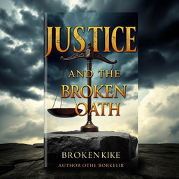 A visually compelling design for the book cover titled 'Justice and the Broken Oath'