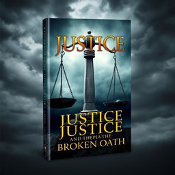 A visually compelling design for the book cover titled 'Justice and the Broken Oath'