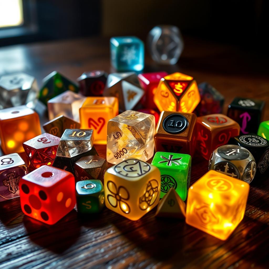 A collection of various dice in an imaginative, detailed display