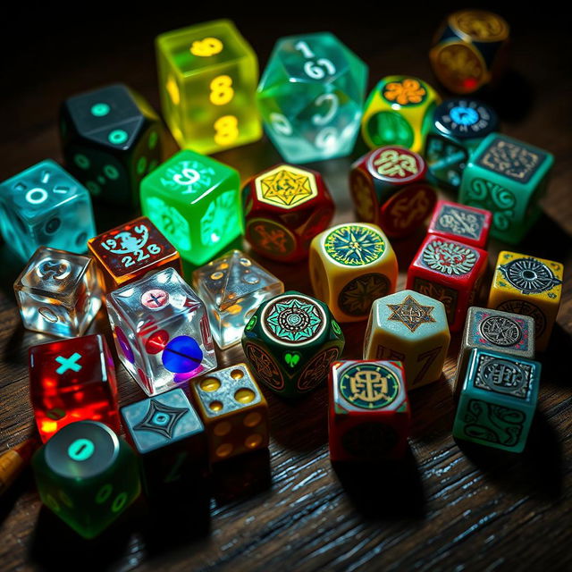 A collection of various dice in an imaginative, detailed display