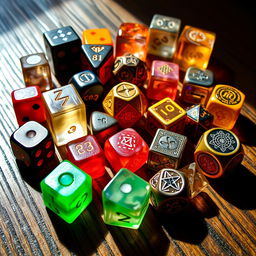 A collection of various dice in an imaginative, detailed display