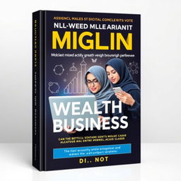 A book cover design featuring digitally savvy millennials aged 20-35, who are Muslim and actively pursuing wealth creation through digital business