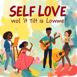 A motivational and empowering illustration featuring the theme of self-love and self-expression