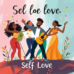 A motivational and empowering illustration featuring the theme of self-love and self-expression