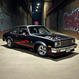 A 1980 Chevrolet Nova, expertly tuned and customized to create an eye-catching American muscle car masterpiece