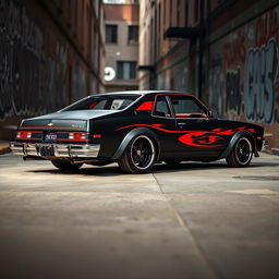 A 1980 Chevrolet Nova, expertly tuned and customized to create an eye-catching American muscle car masterpiece