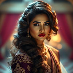 A stunning portrait of a woman inspired by the elegance and beauty of Bollywood actresses