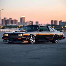 A stunningly tuned 1985 Chevrolet Chevy Nova in a sleek black finish, showcased on an open road