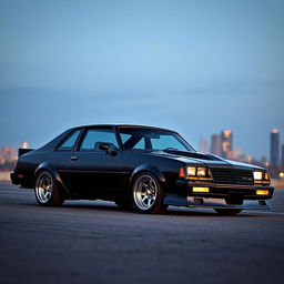 A stunningly tuned 1985 Chevrolet Chevy Nova in a sleek black finish, showcased on an open road