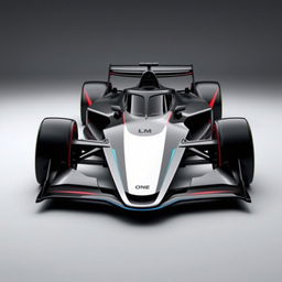 Create an image of the "LM One," a futuristic Formula 1 car with a sleek and aerodynamic design