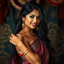 A beautiful and sexy Indian girl, exuding elegance and charm, posing gracefully