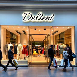 A vibrant and inviting storefront for a clothing store named "Delimi