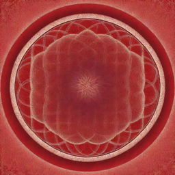 A radiant red flower of life, blooming vibrantly in vivid shades of crimson and scarlet with intricate geometric patterns.