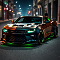 A stunningly modified 2020 Chevrolet Camaro, featuring an aggressive body kit with sharp lines and a dynamic design