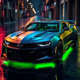 A stunningly modified 2020 Chevrolet Camaro, featuring an aggressive body kit with sharp lines and a dynamic design