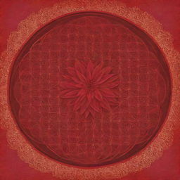 A radiant red flower of life, blooming vibrantly in vivid shades of crimson and scarlet with intricate geometric patterns.