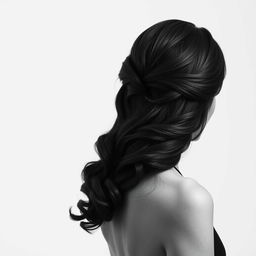 An aesthetic portrait of a woman from behind, with a black and white background, gracefully capturing her posture and elegance