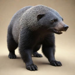 A robust 3D representation of a Honey Badger, its fur appearing tactile and bristly, eyes gleaming with a fierce spirit.