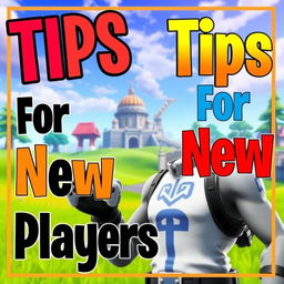 A captivating and dynamic thumbnail for a YouTube video about tips and tricks for Fortnite beginners