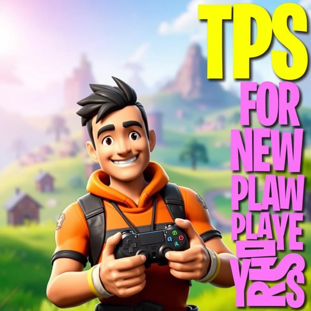 A captivating and dynamic thumbnail for a YouTube video about tips and tricks for Fortnite beginners