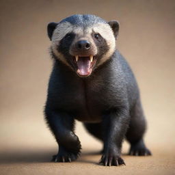 Detailed 3D image of a Honey Badger, its muscular body, striking fur, and fearless eyes are captured brilliantly.