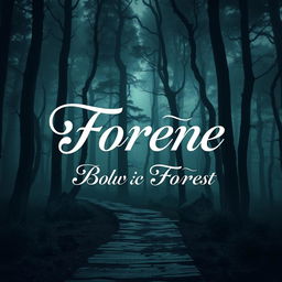 A captivating and intriguing book cover design that features a mysterious forest with dark, towering trees