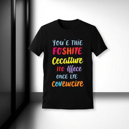 A stylish t-shirt featuring a motivational quote in English