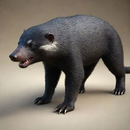 A realistic 3D model of a Honey Badger, its tough exterior, distinguished fur, and fiery eyes reflecting its untamed spirit.