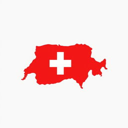 A minimalist depiction of the Swiss flag, featuring a simple design with a solid red background and a white cross at the center