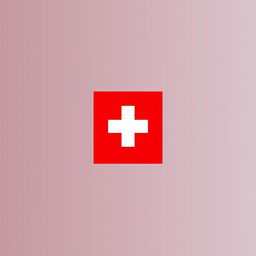 A minimalist depiction of the Swiss flag, featuring a simple design with a solid red background and a white cross at the center