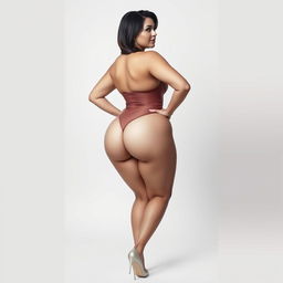 a voluptuous woman with an accentuated, curvaceous body, gracefully showcasing her figure