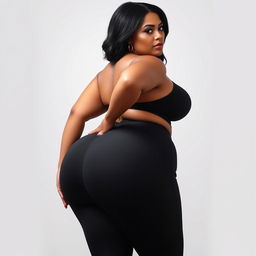 a voluptuous woman with an accentuated, curvaceous body, gracefully showcasing her figure